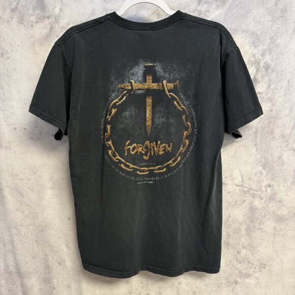 Vintage Forgiven Jesus Religious T Shirt Mens Large Y2K Black Short Sleeve - Picture 2 of 11